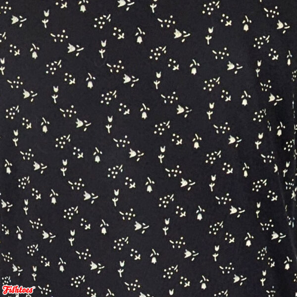 Vintage 60's Black White Flower Floral Pattern Fabric