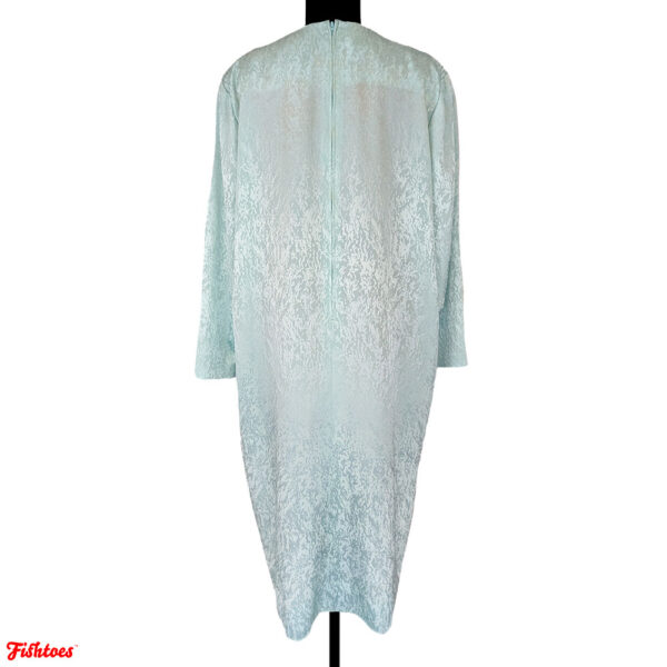 Vintage Diane Roberts Baby Blue Floral Embossed Long Sleeve Dress With Bow Size 20 XL Extra Large