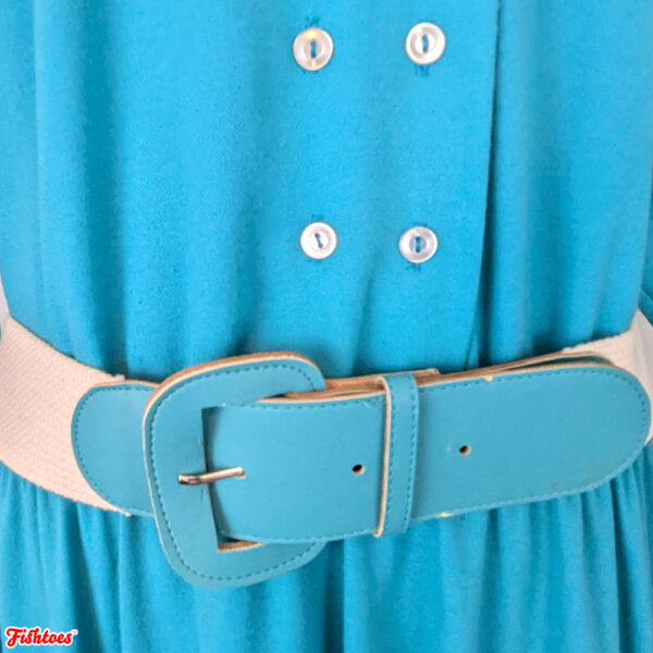 Vintage Belted Turquoise Dress Large