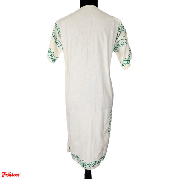 Vintage Hand Made Painted Costa Rica White Green Island Tropical Beach Dress Women's Small