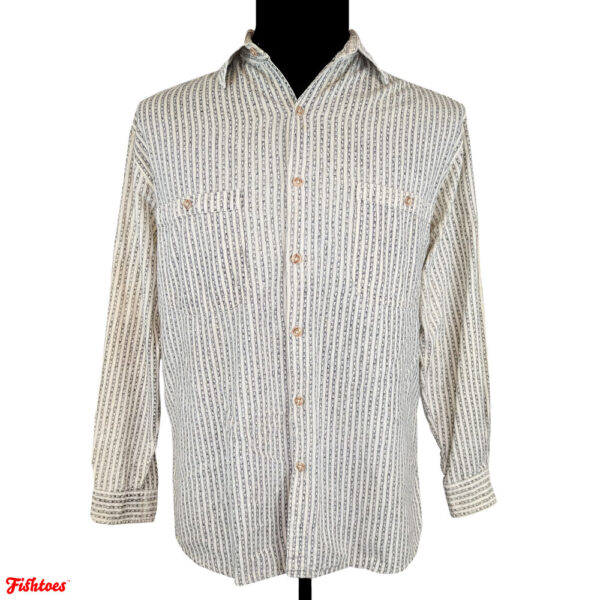 Vintage Segrets Triangle Printed Long Sleeve Button Up Shirt Men's Small Thrift Fishtoes