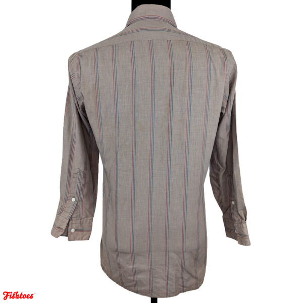 Vintage Tapered Shirt British Hong Kong Striped Long Sleeve Button Up Shirt Men's Small