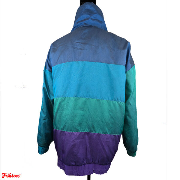 Vintage Winter Jacket Reflective Blue Green Purple Women's Medium