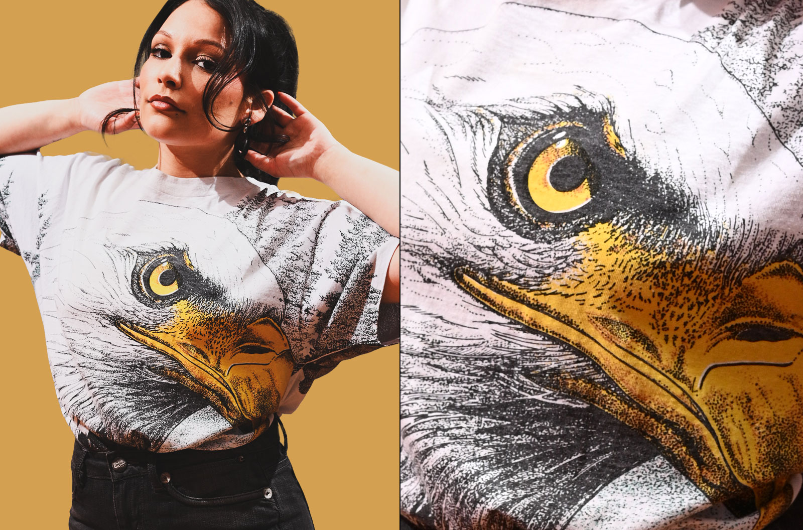 1990s Vintage Eagle Face Tshirt 90s